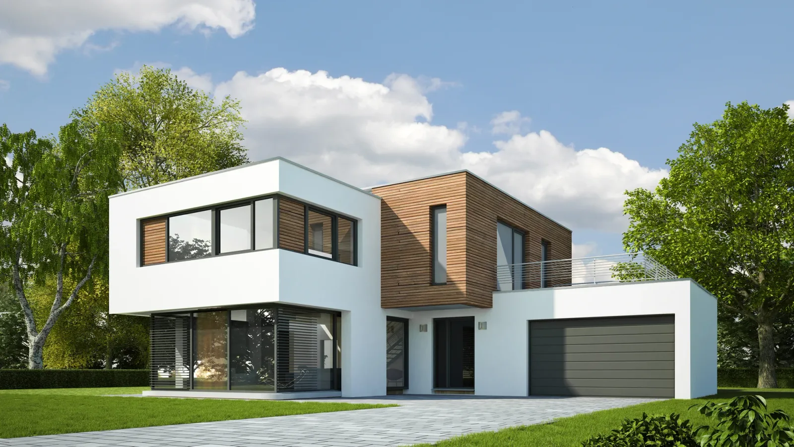Maison avec porte de garage sectionnelle